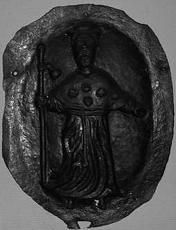 mdaille en fer frappe d'un saint Jacques plerin , XVIe ou XVIIe , provenance Toulouse, muse de Rouen, clich PL